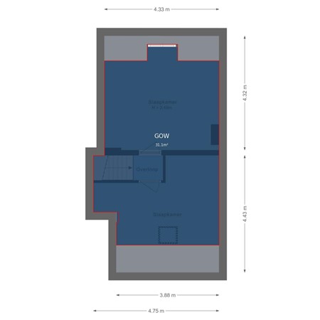 Floorplan - Nassaustraat 1E, 1404 CS Bussum